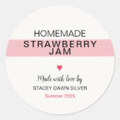 Homemade Strawberry Jam Canning Sticker (Voorkant)