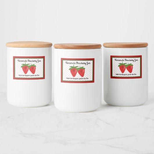 Homemade Strawberry Jam Design Voedselcontainer Etiket (Flessen)
