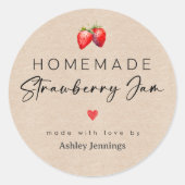 Homemade Strawberry Jam Label Canning Stickers (Voorkant)