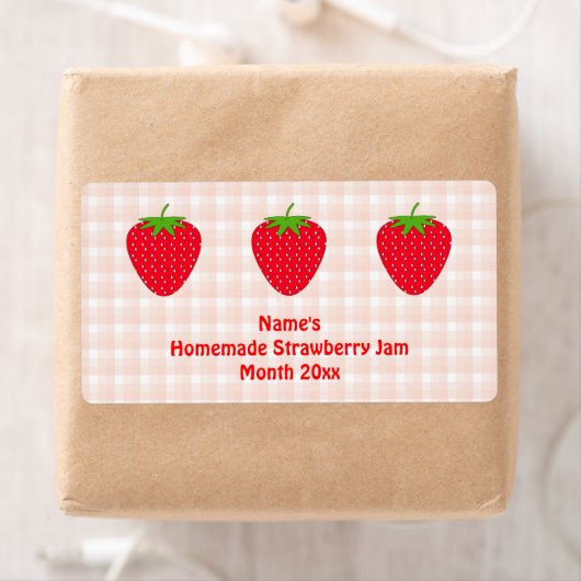 Homemade Strawberry Jam Label.Pink and Red. Etiket (Insitu)