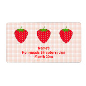 Homemade Strawberry Jam Label.Pink and Red. Etiket (Voorkant)