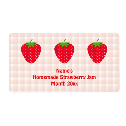 Homemade Strawberry Jam Label.Pink and Red. Etiket (Voorkant)