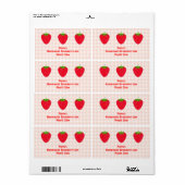 Homemade Strawberry Jam Label.Pink and Red. Etiket (Full Sheet)