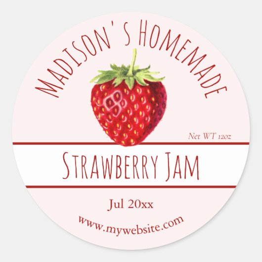 Homemade Strawberry Jam Labels (Voorkant)