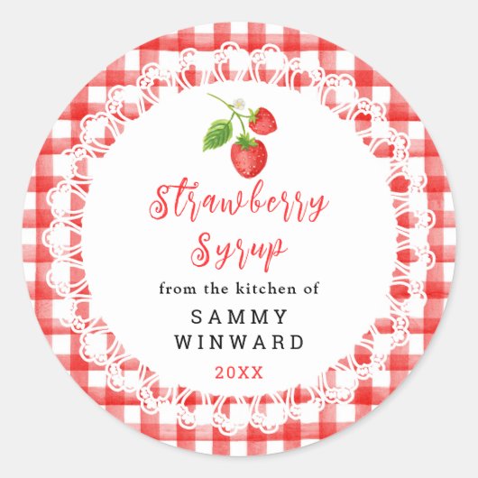 Homemade Strawberry Syrup Label (Voorkant)
