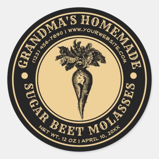 Homemade Sugar Beet Molasses Label Sjabloon (Voorkant)
