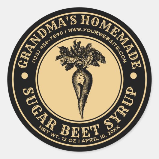 Homemade Sugar Beet Syrup Label Sjabloon (Voorkant)