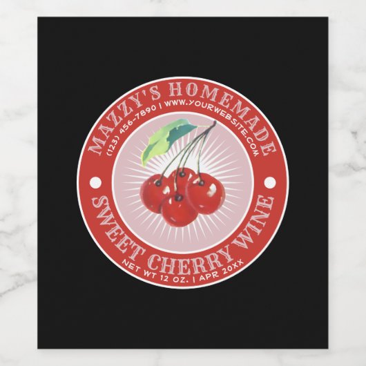  Homemade Sweet Cherry Wine Sjabloon Wijn Etiket (Enkel label)