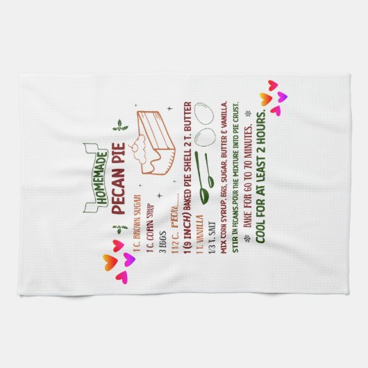 Homemade Sweet Pecan pie Recept Kerstcadeau Theedoek (Horizontaal)