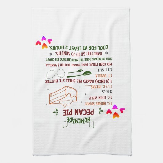 Homemade Sweet Pecan pie Recept Kerstcadeau Theedoek (Verticaal)