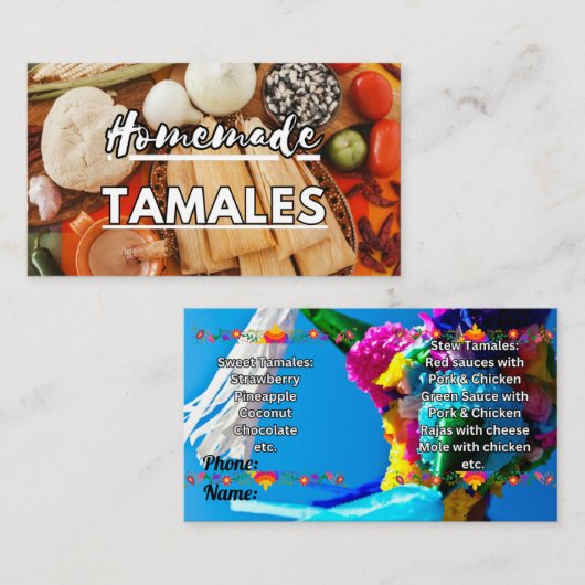 HomeMade Tamales visitekaartjes (Voorkant / Achterkant)
