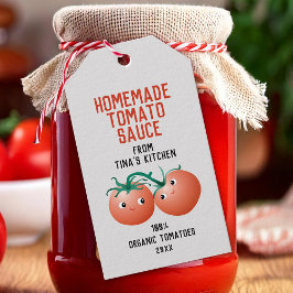 Homemade Tomato Sauce Favor Tag met aangepaste naa Cadeaulabel