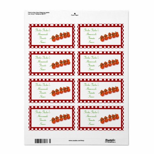 Homemade Tomato Sauce Label (Full Sheet)