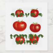 Homemade Tomato Wine Artsy, tomatentekens met druk Wijn Etiket (Enkel label)