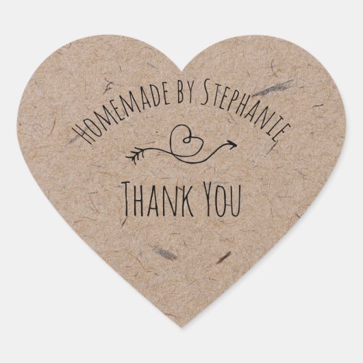 Homemade van | Kraft Paper Heart Hartelijk dank Hart Sticker (Voorkant)