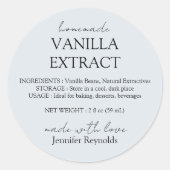Homemade Vanilla Extract blue grey Instructions Ronde Sticker (Voorkant)