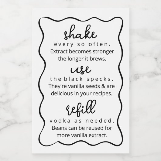 Homemade Vanilla Extract Instructions Doodle Label Wijn Etiket (Enkel label)