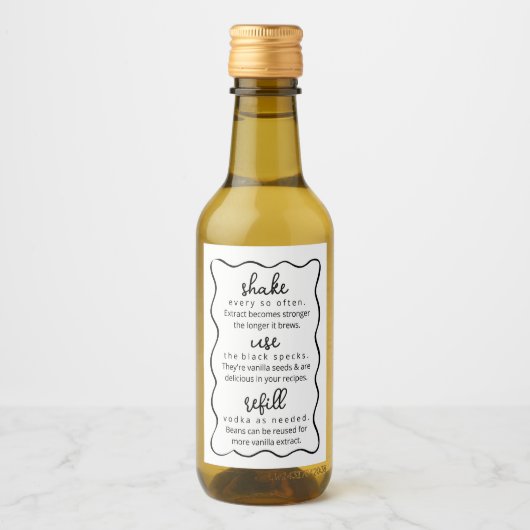 Homemade Vanilla Extract Instructions Doodle Label Wijn Etiket (Voorkant)