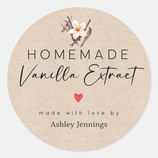 Homemade Vanilla Extract Labels | Made with Love (Voorkant)