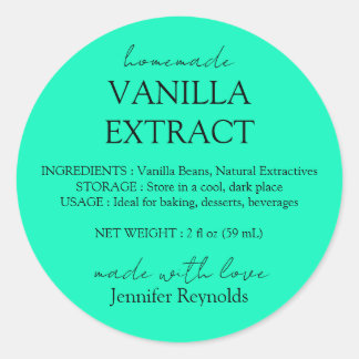 Homemade Vanilla Extract neon green Instructions Ronde Sticker