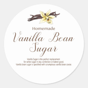 Homemade Vanilla-suikeretiket, pakket Vanille-bone Ronde Sticker