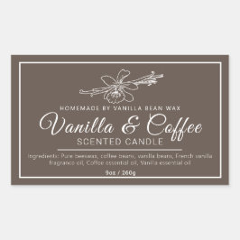 Homemade vanille koffiekaarsenbruine ingrediënten rechthoekige sticker