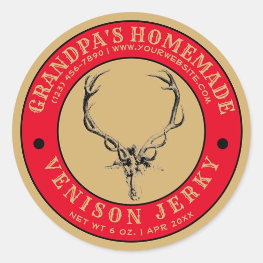 Homemade Venison Jerky Sjabloon Ronde Sticker (Voorkant)