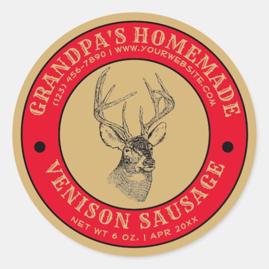 Homemade Venison Sause Sjabloon Ronde Sticker (Voorkant)