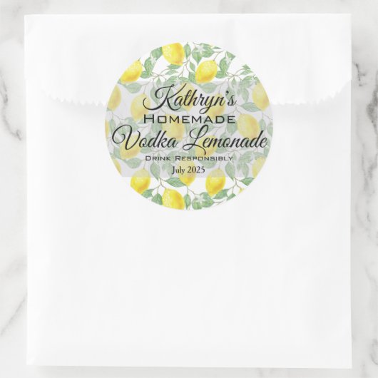 Homemade Vodka Lemonade Ronde Sticker (Tas)