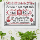 Homemade warme cacao recept | boerderij theedoek<br><div class="desc">Deze boerderij stijl muur opknoping beschikt over een Hot Chocolate recept typografie infographic design. De kleuren zijn rood en zwart.</div>