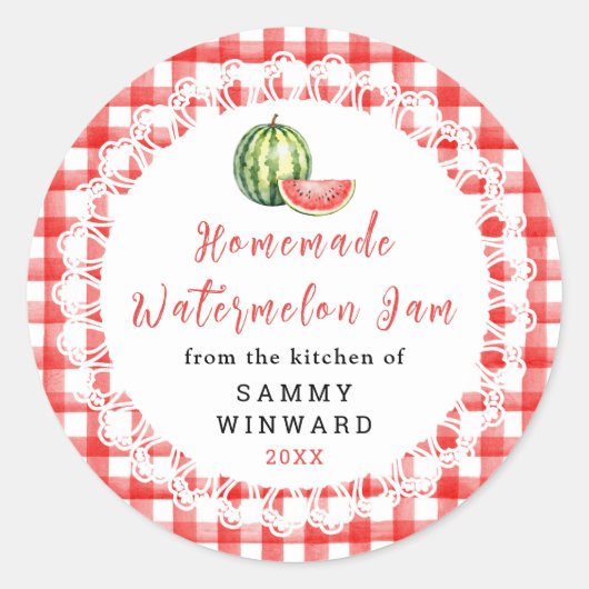 Homemade Watermelon Jam Jar Label (Voorkant)