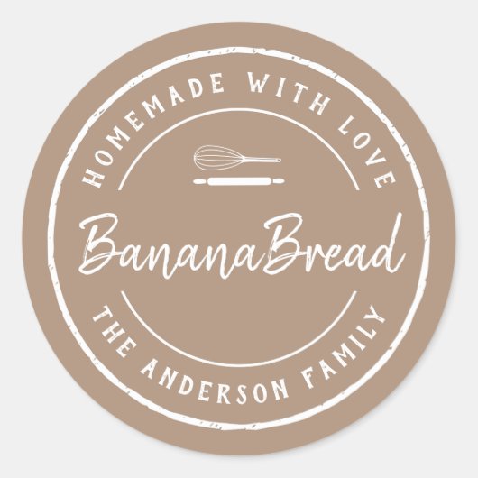 Homemade with Love Bakery Logo Baking Gift Ronde Sticker (Voorkant)