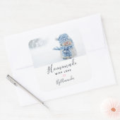 Homemade with Love Foto van een Cute Snowman Vierkante Sticker (Envelop)