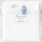 Homemade with Love Foto van een Cute Snowman Vierkante Sticker (Tas)
