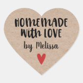Homemade with Love Kraft gepersonaliseerd Hart Sticker (Voorkant)