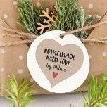 Homemade with Love Kraft gepersonaliseerd Hart Sticker<br><div class="desc">Een gepersonaliseerde "homemade met liefde" hartvormige sticker op een kraft gekleurde achtergrond. Maak het van jou door je eigen naam toe te voegen. Een  afsluitende aanraking voor al uw handgemaakte cadeaus. Ontworpen voor jou door Blackberry Boulevard.</div>