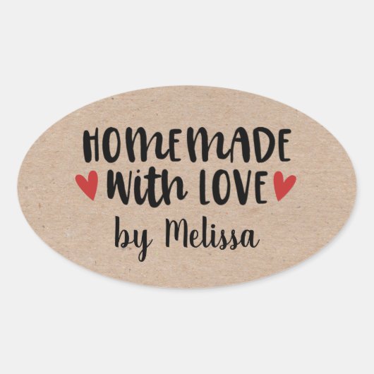 Homemade with Love Kraft gepersonaliseerd Ovale Sticker (Voorkant)