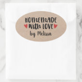 Homemade with Love Kraft gepersonaliseerd Ovale Sticker (Tas)
