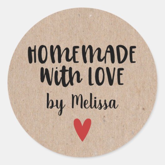 Homemade with Love Kraft gepersonaliseerd Ronde Sticker (Voorkant)