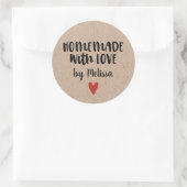 Homemade with Love Kraft gepersonaliseerd Ronde Sticker (Tas)