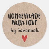Homemade with Love Kraft gepersonaliseerd Ronde Sticker (Voorkant)