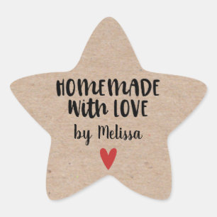 Homemade with Love Kraft gepersonaliseerd Ster Sticker