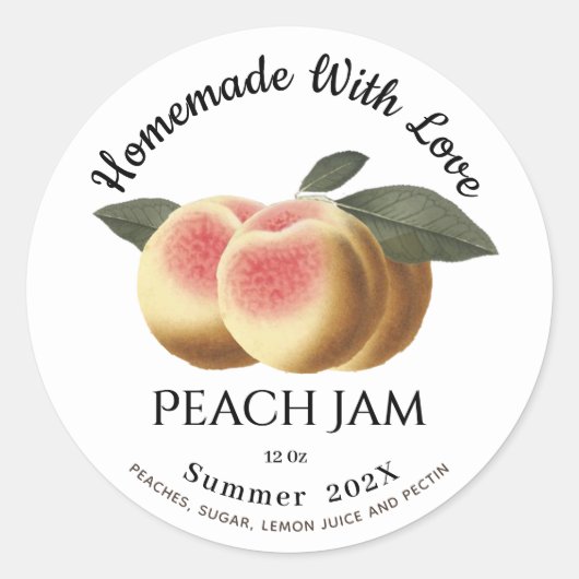  Homemade With Love Peach Jam Summer 202X Ronde Sticker (Voorkant)