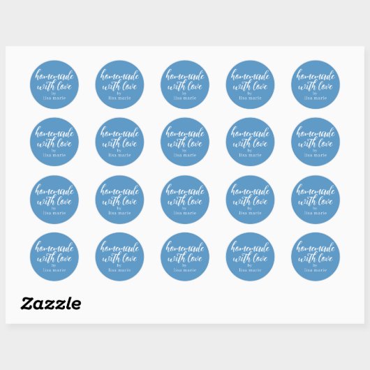 Homemade with Love Personalized Azure Blue Gift Ronde Sticker (Vel)