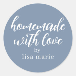 Homemade with Love Personalized Dusty Blue Gift Ronde Sticker