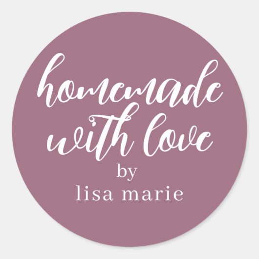 Homemade with Love Personalized Mauve Gift Ronde Sticker (Voorkant)