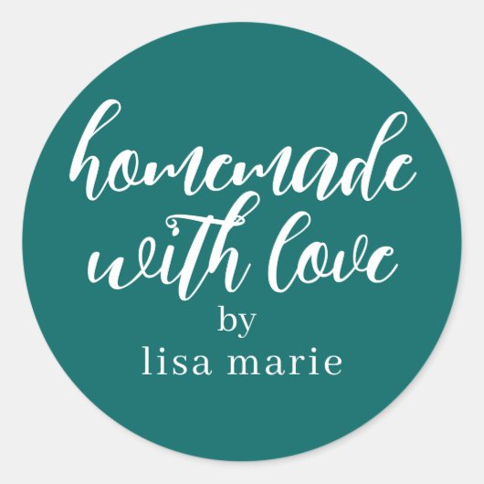 Homemade with Love Personalized Teal Green Gift Ronde Sticker (Voorkant)