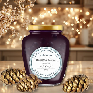 Homemade with Love Teal Gingham Food Gift Ronde Sticker