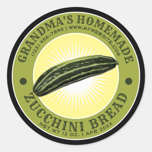  Homemade Zucchini Bread Sjabloon Ronde Sticker (Voorkant)