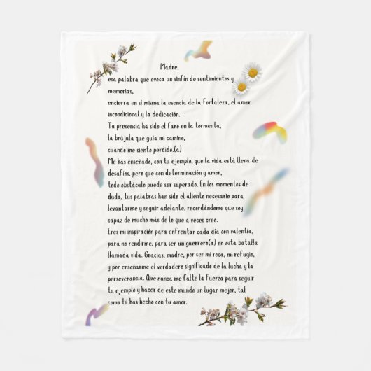 "Homenaje a Mamá" Fleece Deken (Voorkant)